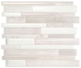 Smart Tiles Mosaik Series SM1104D-04-QG Wall Tile, 11.55 in L Tile, 9.63 in W Tile, Straight Edge, Vinyl, Beige/White